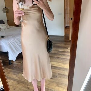 Show Me Your Mumu Verona Cowl Dress in Champagne Luxe Satin- S